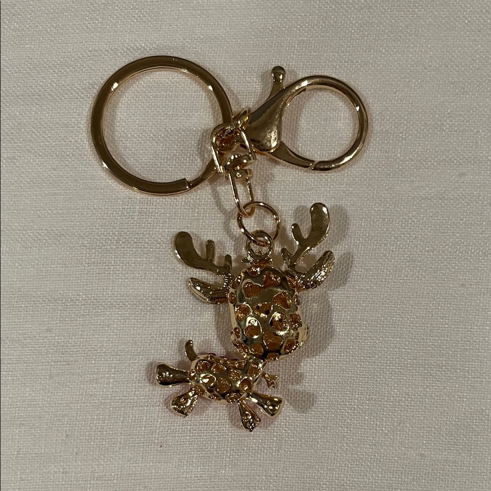 Gold, Silver, and Red Reindeer Bag Charm/Keychain - Picture 2 of 2